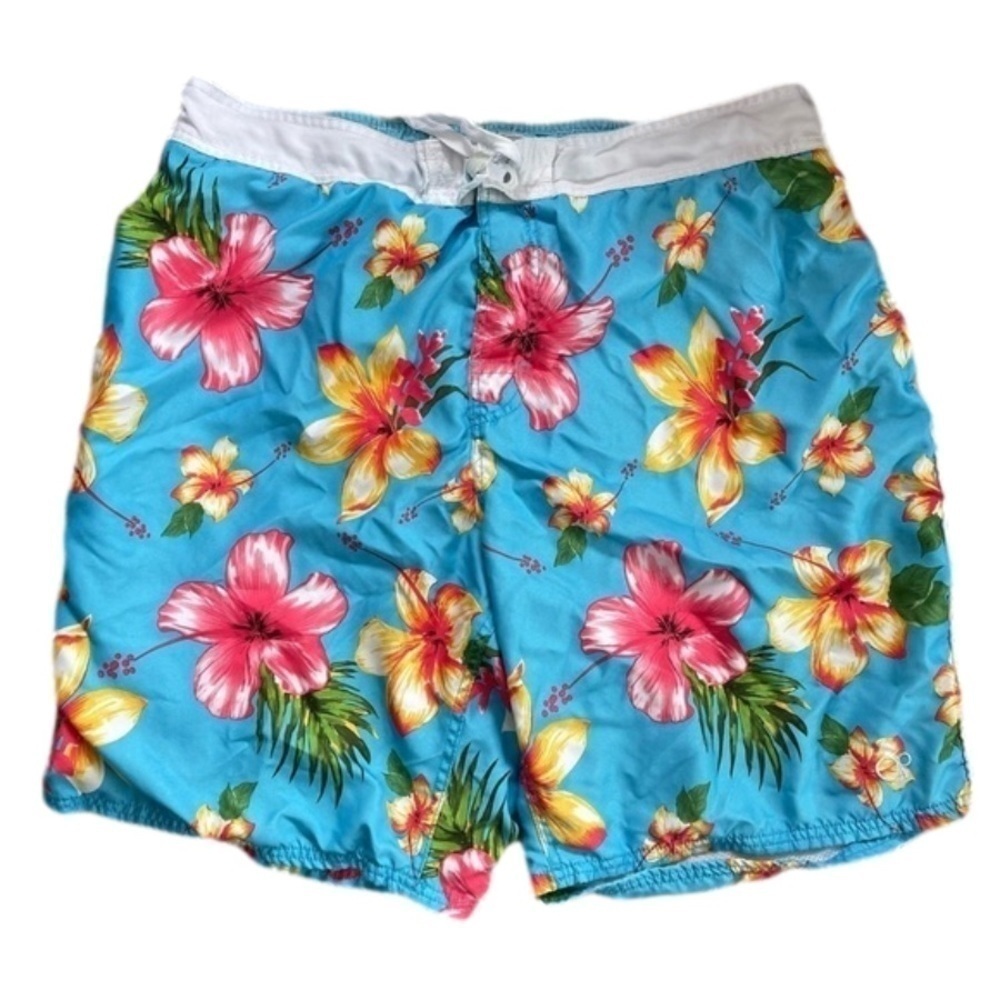 OP hibiscus floral board shorts swim trunks men’s size 2XL Big & Tall